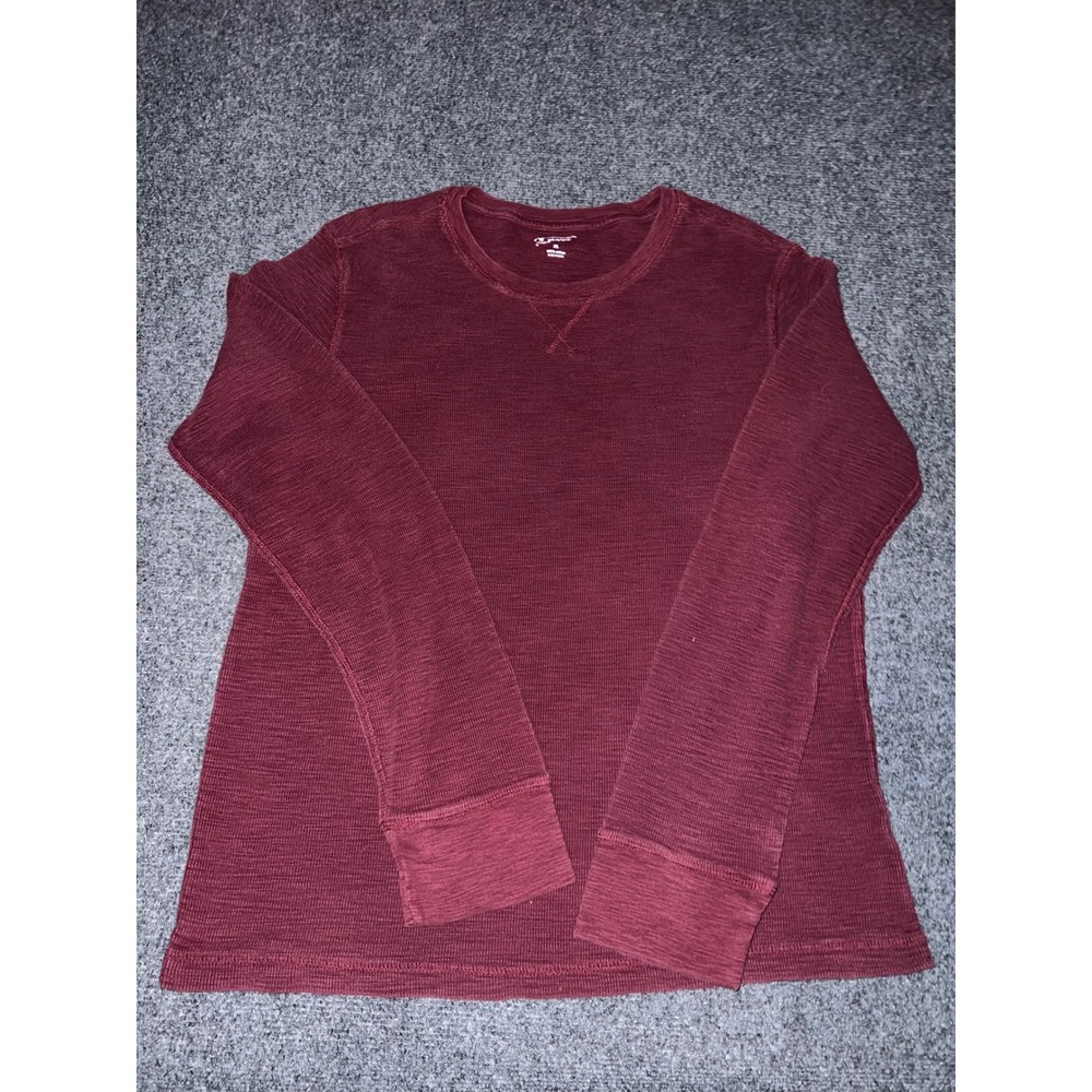 Arizona Jean Co Mens XL Burgundy Thermal Long Sleeve Shirt 100% Cotton